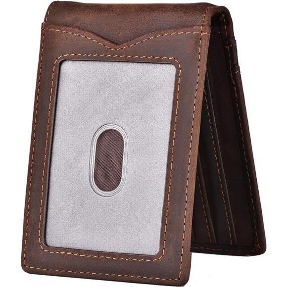 Slim Wallet with Money Clip RFID Blocking Minimalist Bifold Wallet for Men